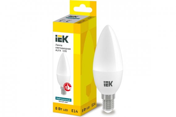 Фотография товара 'IEK LLA-C35-8-230-40-E14 Лампа LED ALFA C35 свеча 8Вт 230В 4000К E14'