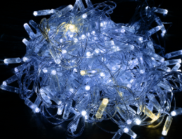 Фотография товара 'IEK LIGHTING Гирлянда нить 10м 100 светодиодов белый свет IP44 прозрачный шнур 3м 230В мерцание транзит LGDU121-2-100-10-T-S-44'