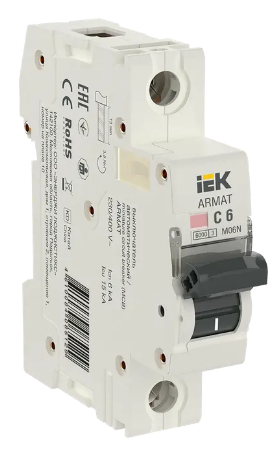 Фотография товара 'IEK ARMAT Автоматический выключатель M06N 1P C 6А AR-M06N-1-C006'