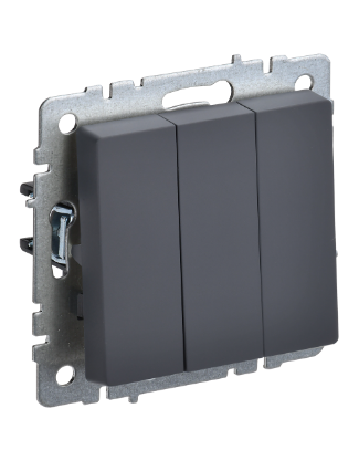 Фотография товара 'IEK BRITE Выключатель 3-клавишный 10А ВС10-3-0-БрГ графит BR-V30-0-10-K53'