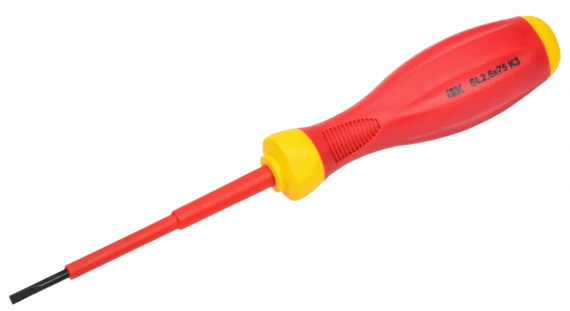 Фотография товара 'IEK ARMA2L 3 Отвертка диэлектрическая SL2,5х75 K3 A2L3-SC30-K3-SL-25-075'