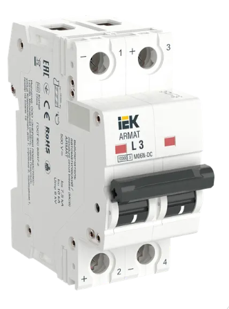 Фотография товара 'IEK ARMAT Автоматический выключатель M06N-DC 2P L 3А, AR-M06N-2-L003DC'