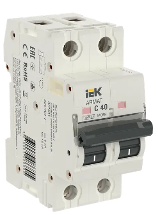 Фотография товара 'IEK ARMAT Автоматический выключатель M06N 2P C 40А AR-M06N-2-C040'