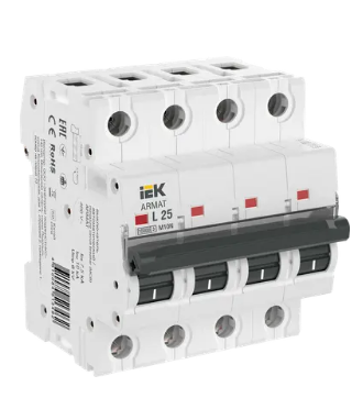 Фотография товара 'IEK ARMAT Автоматический выключатель M10N 4P L 25А AR-M10N-4-L025'