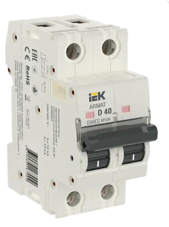 Фотография товара 'IEK ARMAT Автоматический выключатель M10N 2P D 40А AR-M10N-2-D040'