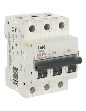 Фотография товара 'IEK ARMAT Автоматический выключатель M06N 3P C 5А AR-M06N-3-C005'