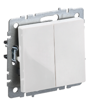 Фотография товара 'IEK BRITE Выключатель 2-клавишный проходной 10А ВС10-2-6-БрБ белый BR-V22-0-10-K01-PRO'