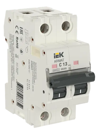 Фотография товара 'IEK ARMAT Автоматический выключатель M06N 2P C 13А AR-M06N-2-C013'