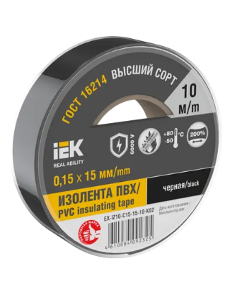 Фотография товара 'IEK MIXTAPE 7 Изолента 0,15х15мм черная 10м EX-IZ10-C15-15-10-K02'