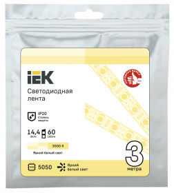 Фотография товара 'IEK Лента LED LSR-5050WW60-14,4-IP20-12В, LSR2-1-060-20-3-03'