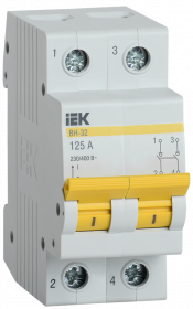Фотография товара 'IEK Выключатель нагрузки (мини-рубильник) ВН-32 2Р 125А, MNV10-2-125'