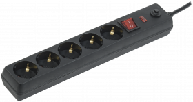 Фотография товара 'IEK Сетевой фильтр СФ-05К-выкл. 5 мест 2Р+PЕ/3метра 3х1мм2 16А, WFP10-16-05-03-ZK-K02'