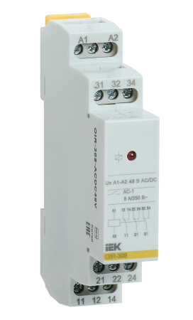 Фотография товара 'IEK Реле промежуточное модульное OIR 3 контакта 8А 48В AC/DC OIR-308-ACDC48V'