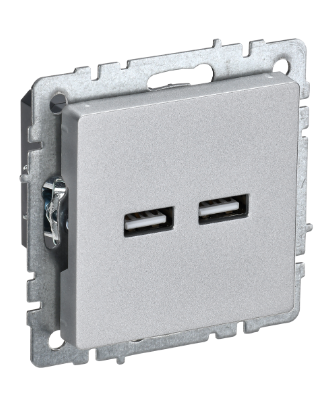 Фотография товара 'IEK BRITE Розетка USB A+A 5В 3,1А РЮ10-1-БрА алюминий BR-U21-D31-K47'