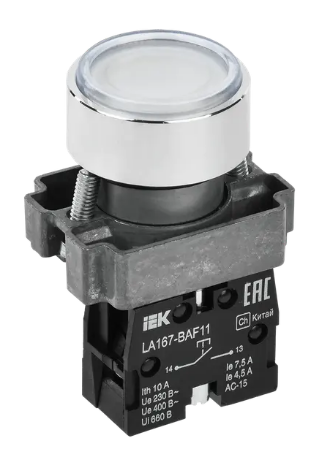 Фотография товара 'IEK Кнопка управления LA167-BAF11 d=22мм 1з белая BBT20-BAF11-1-22-67-K01'