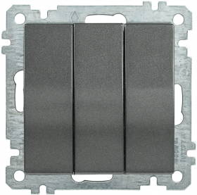 Фотография товара 'IEK Выключатель 3-клавишный ВС10-3-0-Б 10А BOLERO, EVB30-K95-10'