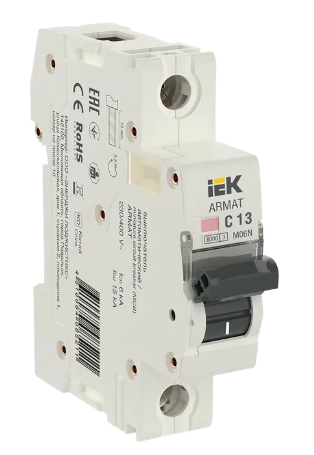Фотография товара 'IEK ARMAT Автоматический выключатель M06N 1P C 13А AR-M06N-1-C013'