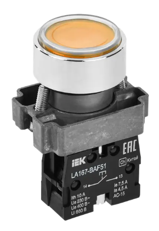 Фотография товара 'IEK Кнопка управления LA167-BAF51 d=22мм 1з желтая BBT20-BAF51-1-22-67-K05'
