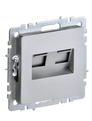 Фотография товара 'IEK BRITE Розетка двойная RJ11+RJ45 кат.5E РК/Т12-БрА алюминий BR-KT20-O-1-K47'