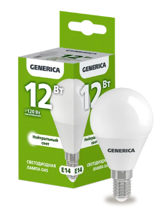 Фотография товара 'IEK Лампа светодиодная G45 шар 12Вт 230В 4000К E14 LL-G45-12-230-40-E14-G'