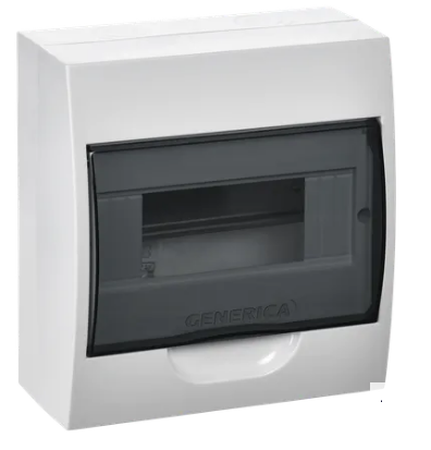 Фотография товара 'IEK Корпус пластиковый ЩРН-П-8 черная прозрачная дверь IP41 MKP12-N-08-41-G'