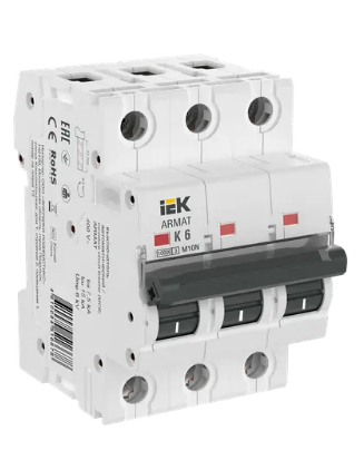 Фотография товара 'IEK ARMAT Автоматический выключатель M10N 3P K 6А AR-M10N-3-K006'