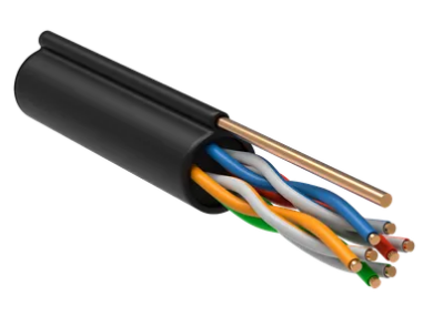 Фотография товара 'IEK Витая пара U/UTP 5E 24AWG 4PR LDPE 1м трос черный 305м, BC3-C5E04-159-305-R-G'