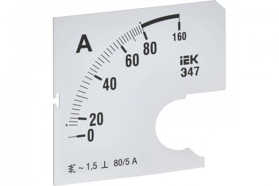 Фотография товара 'IEK IPA10D-SC-0080 Шкала смен. для амперметра Э47 80/5А-1,5 72х72мм'