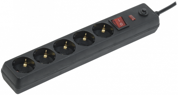 Фотография товара 'IEK Сетевой фильтр СФ-05К-выкл. 16А 5 мест 5м 3х1мм2, WFP10-16-05-05-ZK-K02'