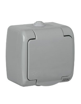 Фотография товара 'IEK Розетка 1-местная для открытой установки РСш12-2-А с заземляющим контактом и крышкой 16А IP54 AQUATIC ERA12-K03-16-54'