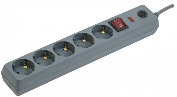 Фотография товара 'IEK Сетевой фильтр СФ-05К-выкл. 16А 5 мест 5м 3х1мм2, WFP10-16-05-05-ZK-K03'