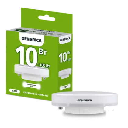 Фотография товара 'IEK Лампа светодиодная T80 таблетка 10Вт 230В 4000К GX53 LL-T80-10-230-40-GX53-G'