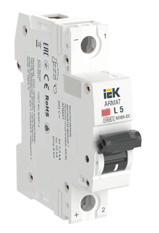 Фотография товара 'IEK ARMAT Автоматический выключатель M06N-DC 1P L 5А, AR-M06N-1-L005DC'