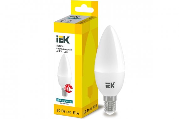 Фотография товара 'IEK LLA-C35-10-230-40-E14 Лампа LED ALFA C35 свеча 10Вт 230В 4000К E14'