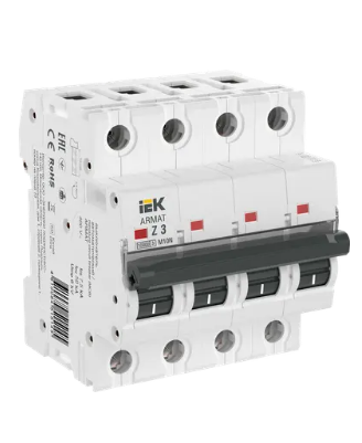 Фотография товара 'IEK ARMAT Автоматический выключатель M10N 4P Z 3А AR-M10N-4-Z003'