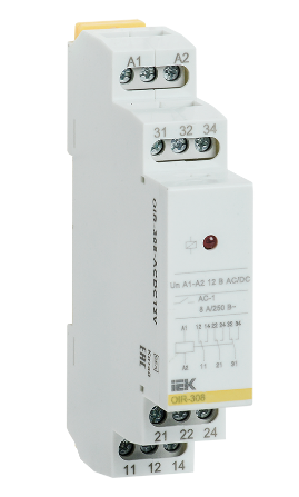 Фотография товара 'IEK Реле промежуточное модульное OIR 3 контакта 8А 12В AC/DC OIR-308-ACDC12V'