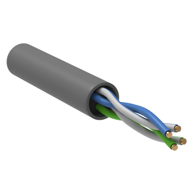 Фотография товара 'IEK Кабель внутренней прокладки U/UTP кат. 5 CCA 2 пары PVC, BC1-C502-111-305-G'