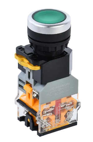 Фотография товара 'IEK Кнопка управления D8-11D d=22мм 1з+1р с подсветкой зеленая BBT30-11D-3-12-K06'