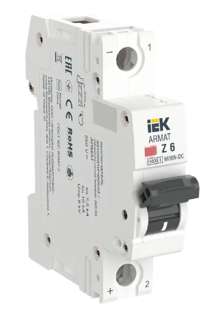 Фотография товара 'IEK ARMAT Автоматический выключатель M06N-DC 1P Z 6А, AR-M06N-1-Z006DC'