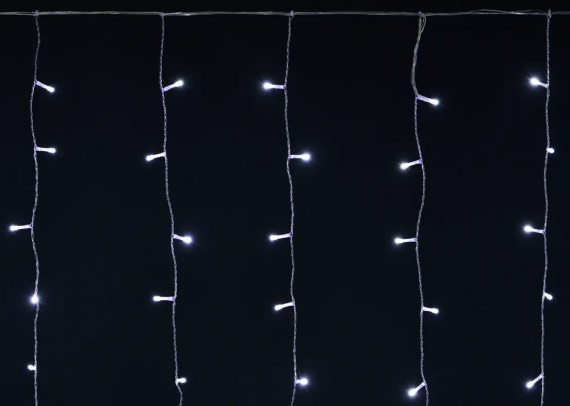 Фотография товара 'IEK LIGHTING Гирлянда бахрома 4,5х0,7м 200 светодиодов белый свет IP44 прозрачный шнур 3м 230В мерцание транзит  LGDU321-2-200-L3-T-S-44'