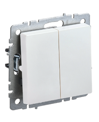 Фотография товара 'IEK BRITE Выключатель 2-клавишный 10А ВС10-2-0-БрЖ жемчуг BR-V20-0-10-K36'