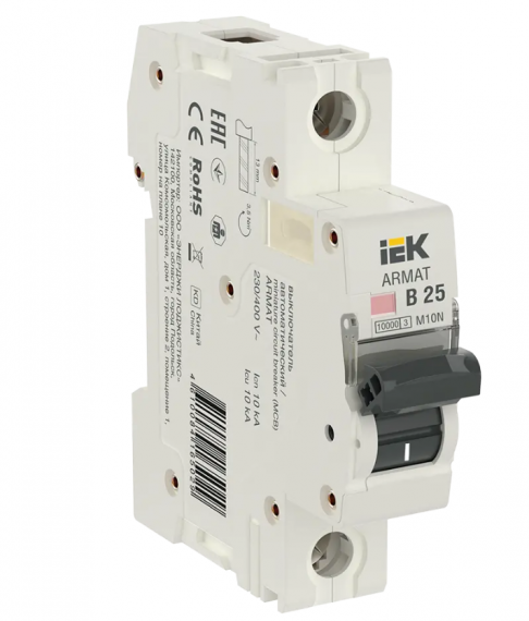 Фотография товара 'IEK ARMAT Автоматический выключатель M10N 1P B 25А AR-M10N-1-B025'