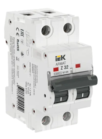 Фотография товара 'IEK ARMAT Автоматический выключатель M10N 2P Z 32А AR-M10N-2-Z032'
