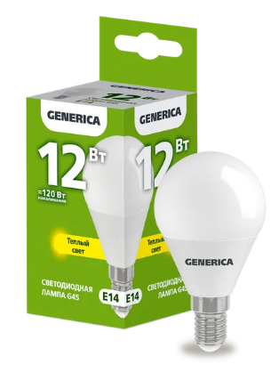 Фотография товара 'IEK Лампа светодиодная G45 шар 12Вт 230В 3000К E14 LL-G45-12-230-30-E14-G'