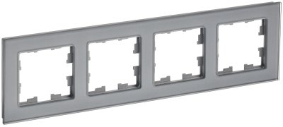 Фотография товара 'IEK BRITE Рамка 4 -местная РУ-4-2-БрСе стекло серый BR-M42-G-K03'