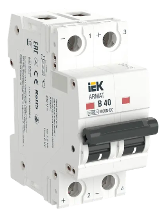 Фотография товара 'IEK ARMAT Автоматический выключатель M06N-DC 2P B 40А, AR-M06N-2-B040DC'