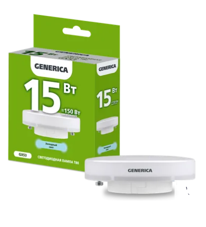 Фотография товара 'IEK Лампа светодиодная T80 таблетка 15Вт 230В 6500К GX53 LL-T80-15-230-65-GX53-G'
