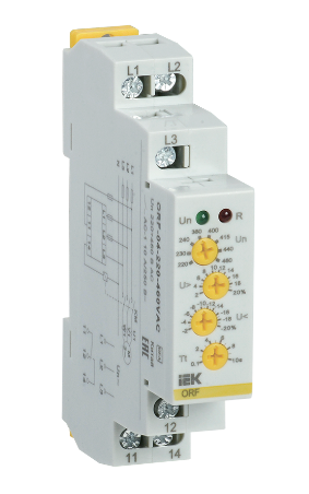 Фотография товара 'IEK Реле контроля фаз ORF 04 3 фазы 220-460В AC ORF-04-220-460VAC'