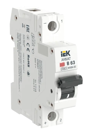 Фотография товара 'IEK ARMAT Автоматический выключатель M06N-DC 1P B 63А AR-M06N-1-B063DC'
