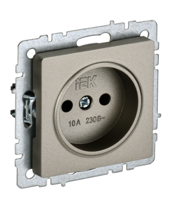Фотография товара 'IEK BRITE Розетка 1-местная без заземления без защитных шторок 10А РС10-1-0-БрШ шампань BR-R10-10-K37'